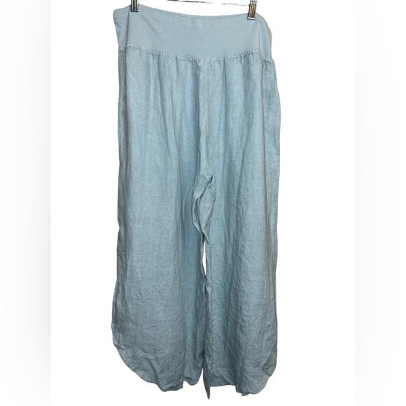 Splendid Iris ocean blue linen pants - Picture 4 of 5